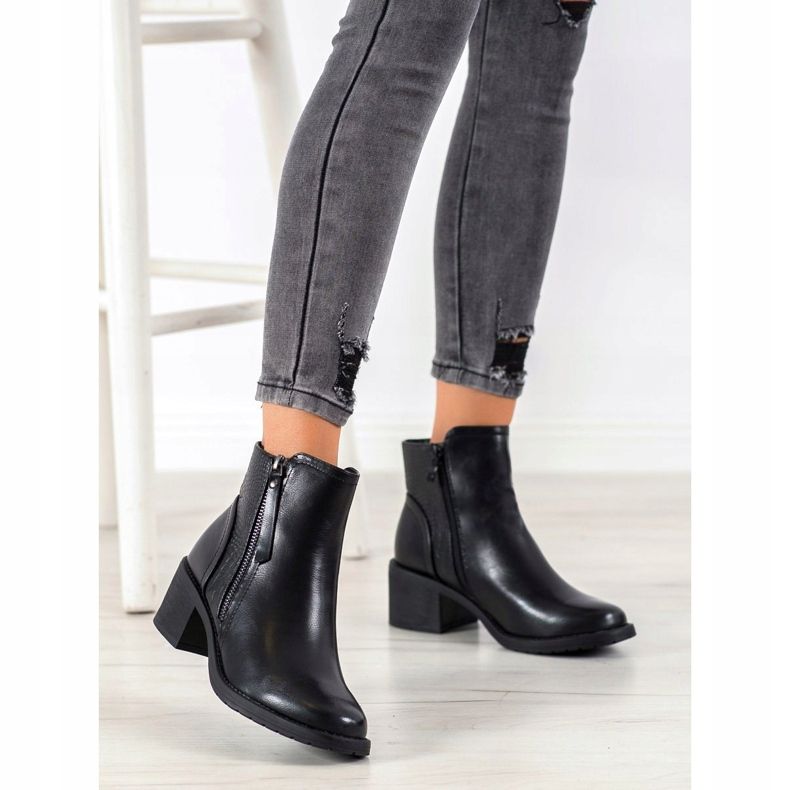 Small Swan Bottes classiques avec une fermeture éclair le noir 1