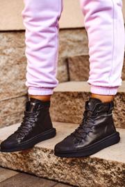 Chaussures en cuir de sport pour femmes GOE Noir GG2N3050 1