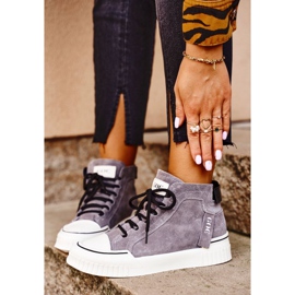 Chaussures de sport en cuir pour femmes GOE Gris GG2N3079 brun 1