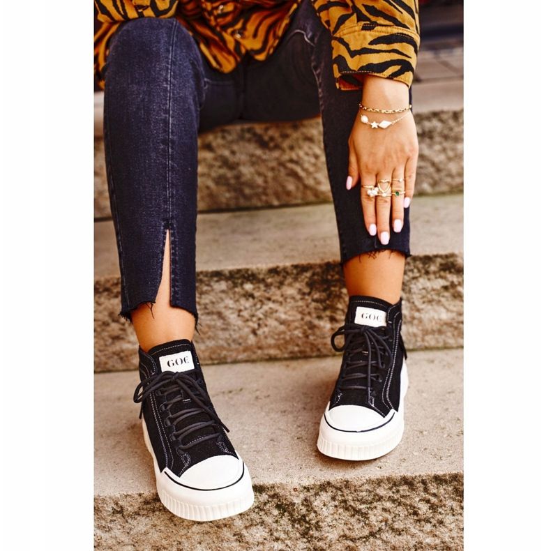 Chaussures de sport en cuir pour femmes GOE Noir GG2N3062 le noir 2 Chaussures de sport en cuir pour femmes GOE Noir GG2N3062 le noir 2