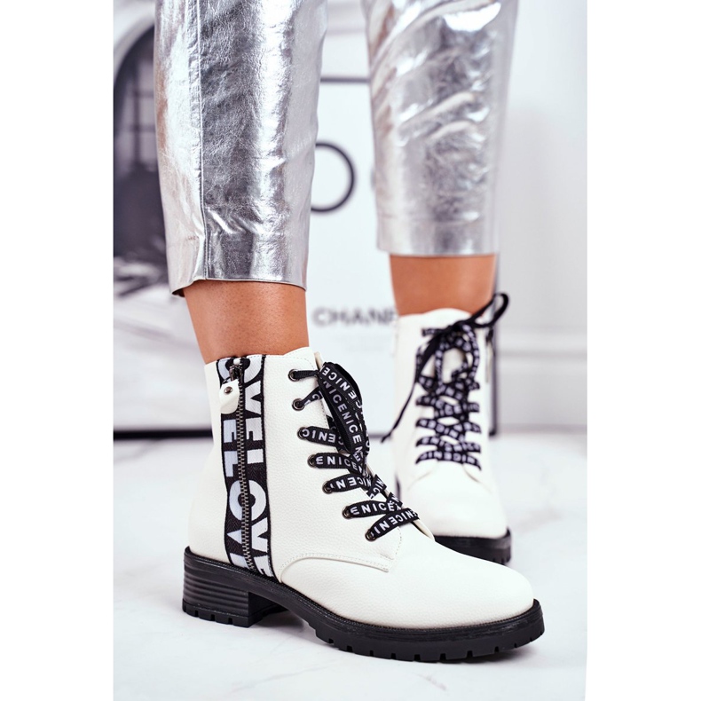 Vinceza Bottines Femme Blanc Verso noir 2