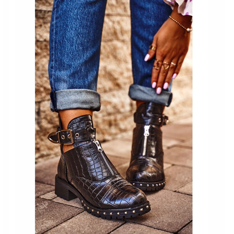 Bottes pour femmes noires avec découpes Black Hampton le noir 2
