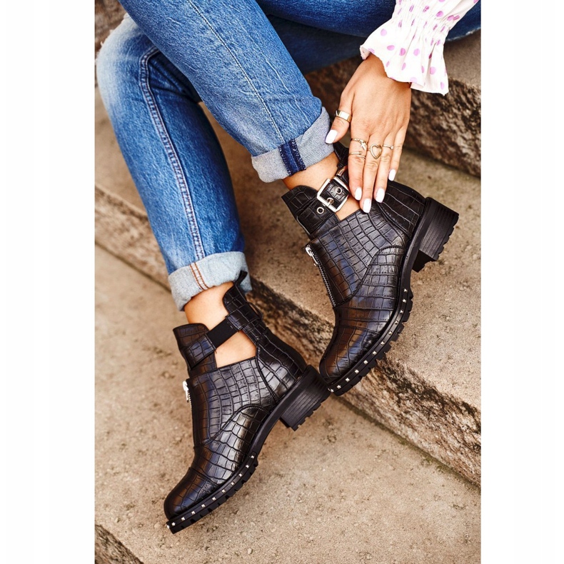 Bottes pour femmes noires avec découpes Black Hampton le noir 1