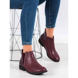 Small Swan Bottines bordeaux à imprimé serpent rouge 3