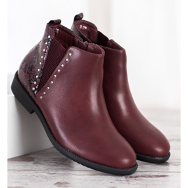 Small Swan Bottines bordeaux à imprimé serpent rouge 2