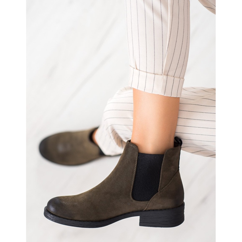 Sergio Leone Bottines Chelsea à la mode vert 2