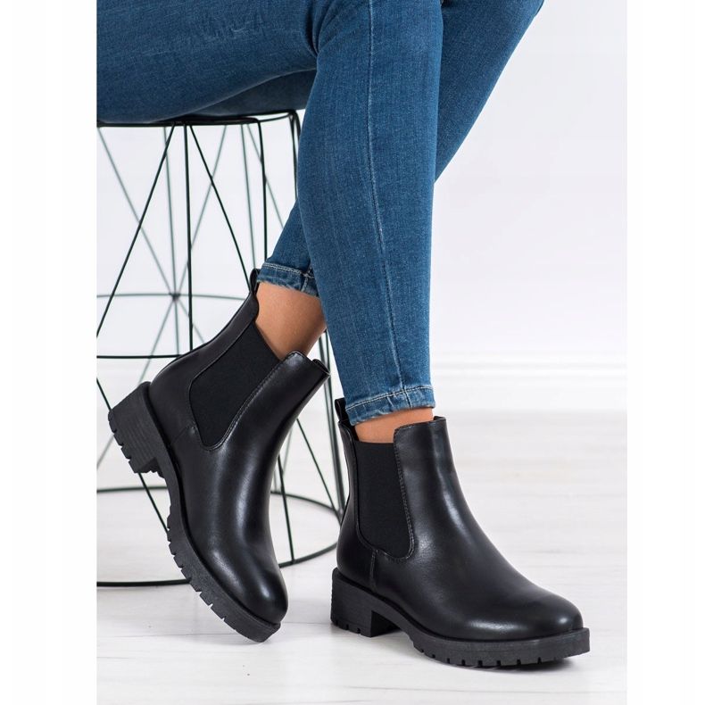 Bella Paris Bottines Chelsea en cuir écologique noir 1