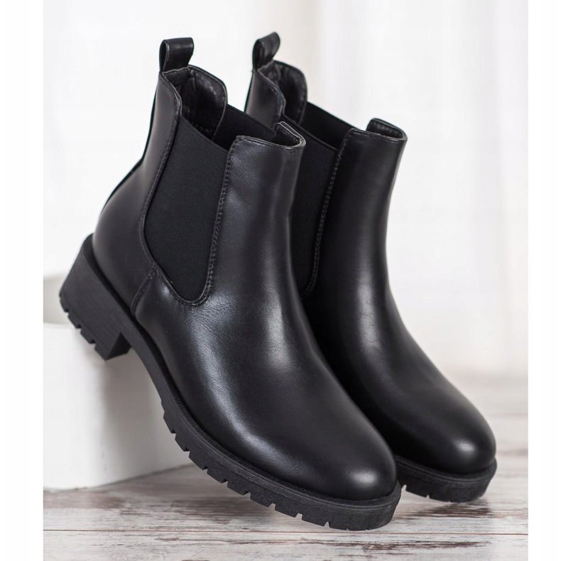 Bella Paris Bottines Chelsea en cuir écologique le noir 2