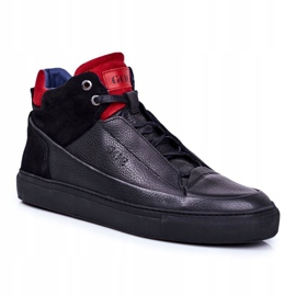 GOE Chaussures de sport pour hommes en cuir noir GG1N3114 le noir rouge 1
