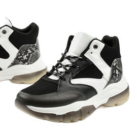 Baskets à enfiler Barettos noires blanc 1