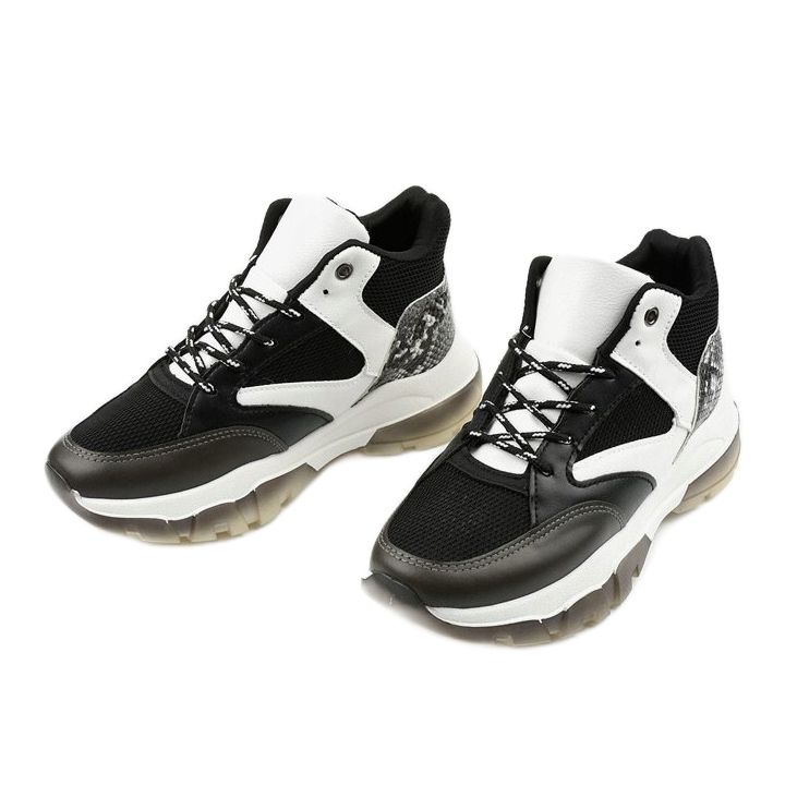 Baskets à enfiler Barettos noires blanc 2