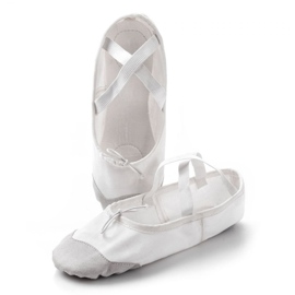 Ballerines Meteor en coton et cuir 54020 blanche gris 2