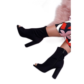 SEA Bottes Femme À Talons Hauts Lycra À Bout Ouvert Noir First 3