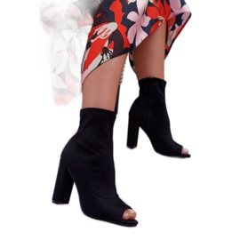 SEA Bottes Femme À Talons Hauts Lycra À Bout Ouvert Noir First le noir 1