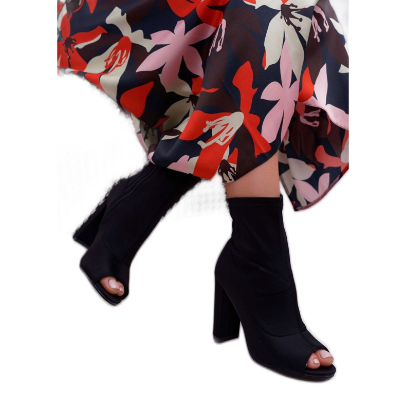 SEA Bottes Femme À Talons Hauts Lycra À Bout Ouvert Noir First 2