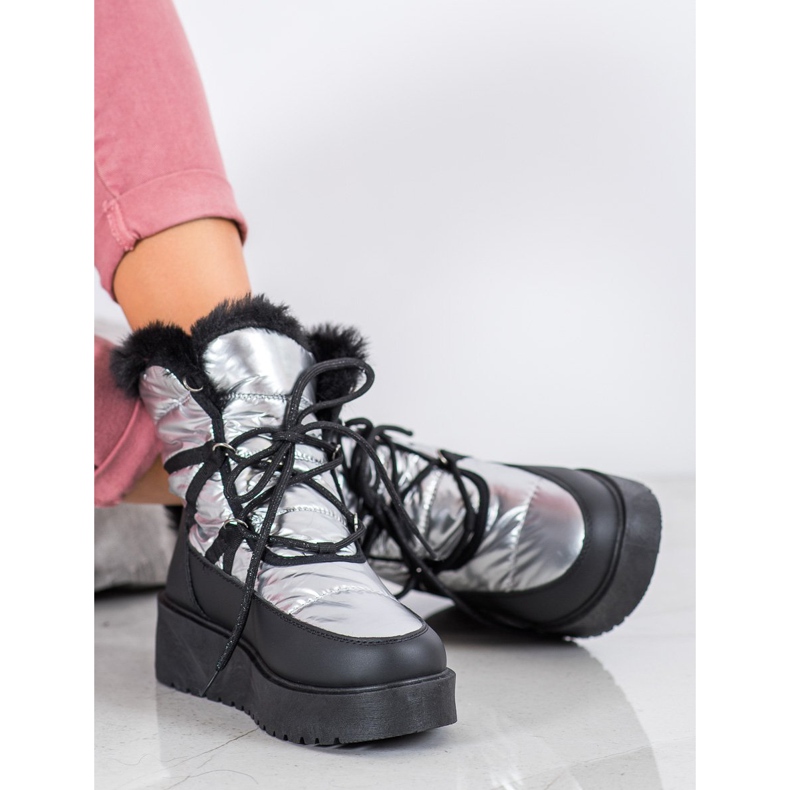 Bella Paris Bottes de neige à la mode argent gris 1