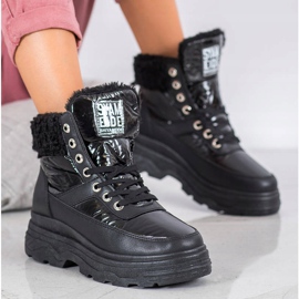 Bella Paris Baskets Avec Peau De Mouton le noir 1