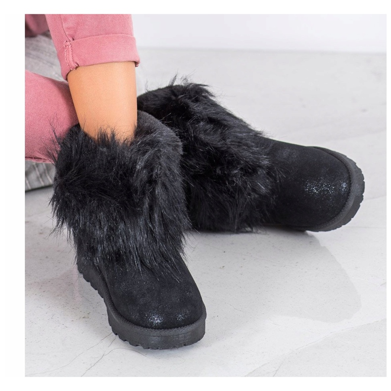 Bella Paris Bottes de neige avec fourrure noir 1
