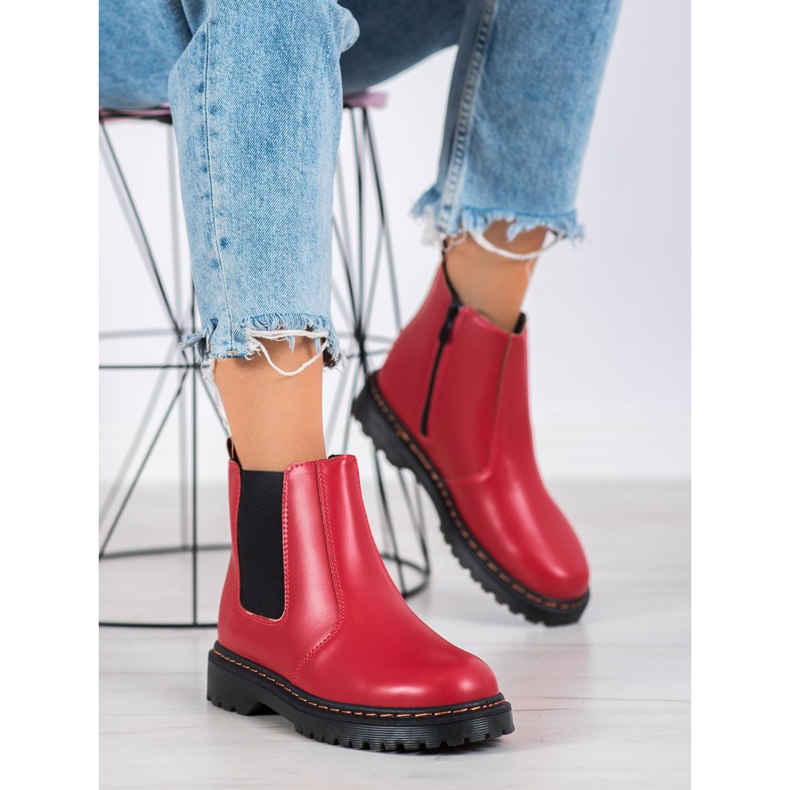 SHELOVET Bottines Chelsea sur la plateforme rouge 2