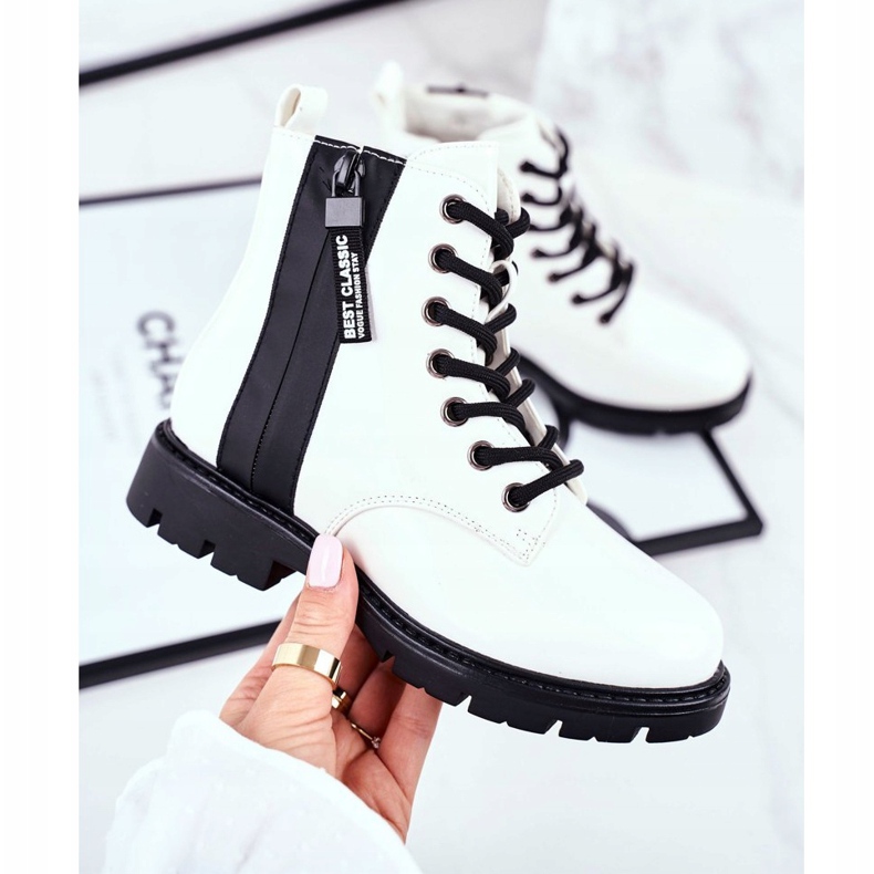 Vinceza Bottes Chaudes Enfant à Fermeture Éclair, Faucon Blanc Laqué 1