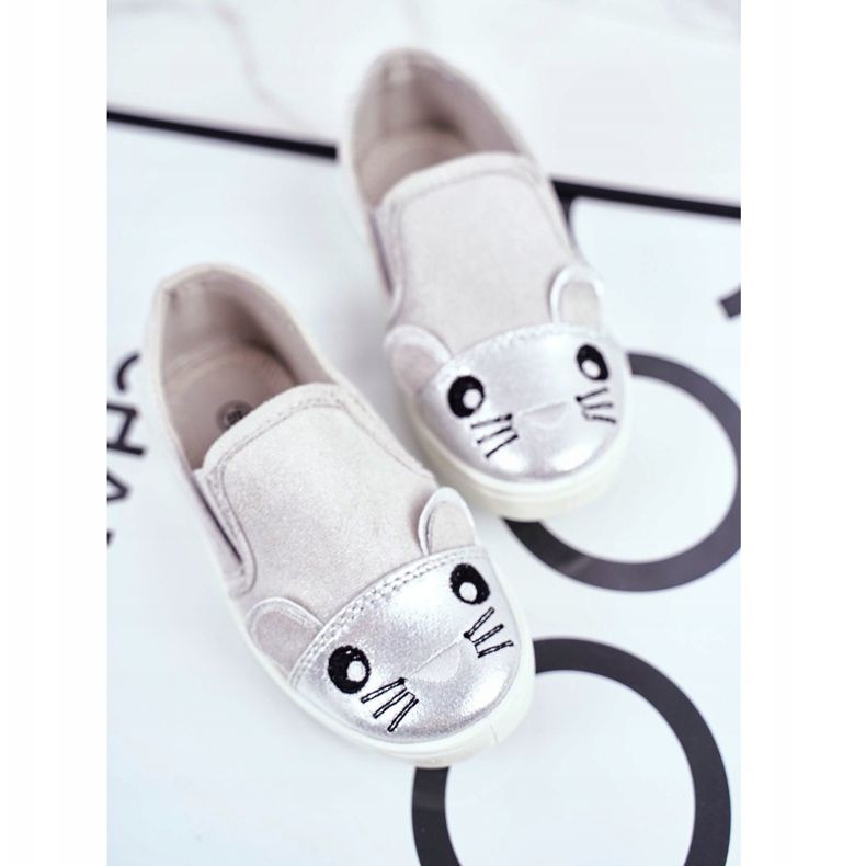 Sabana Baskets Enfant Slip-on Avec Souris Gris Clair Candys 1