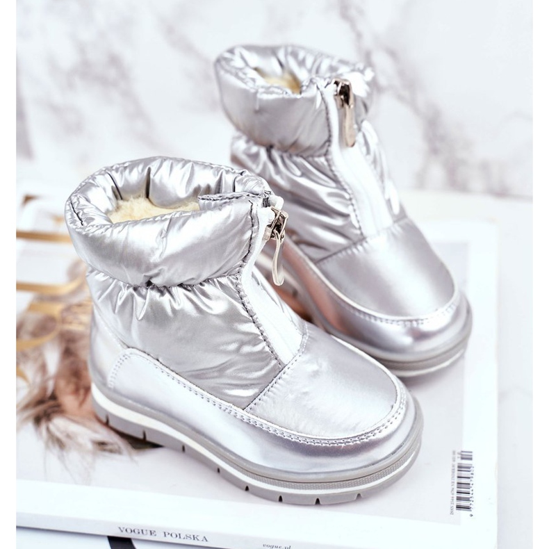 WEESTEP Bottes de neige chaudes en laine pour enfants Silver Bubbles argent 1