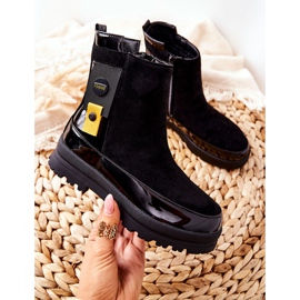 Apawwa Bottines Enfant Laquées Noires En Daim My Lovely 2