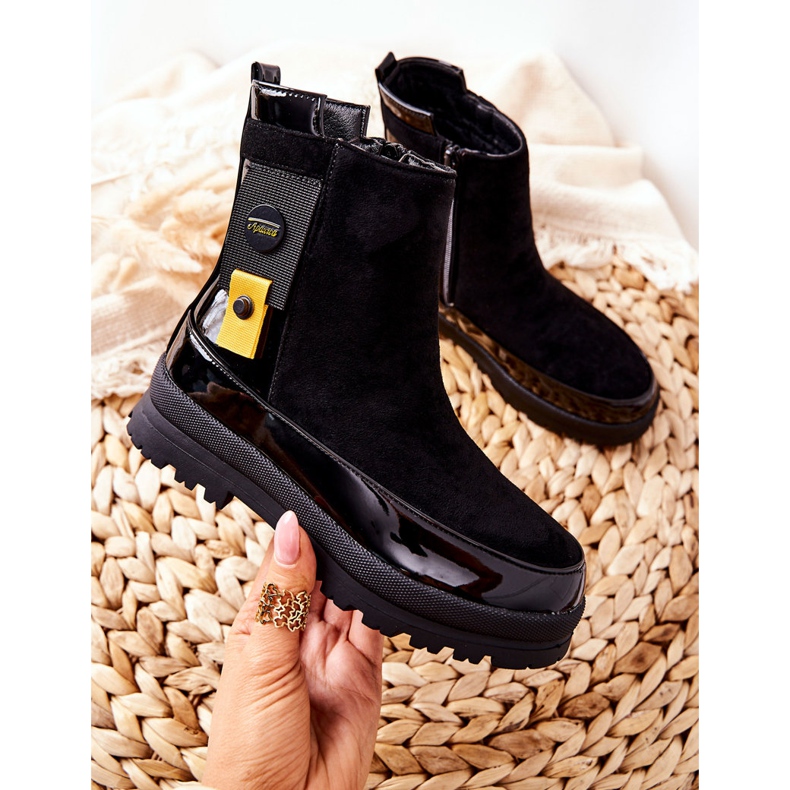 Apawwa Bottines Enfant Laquées Noires En Daim My Lovely 2