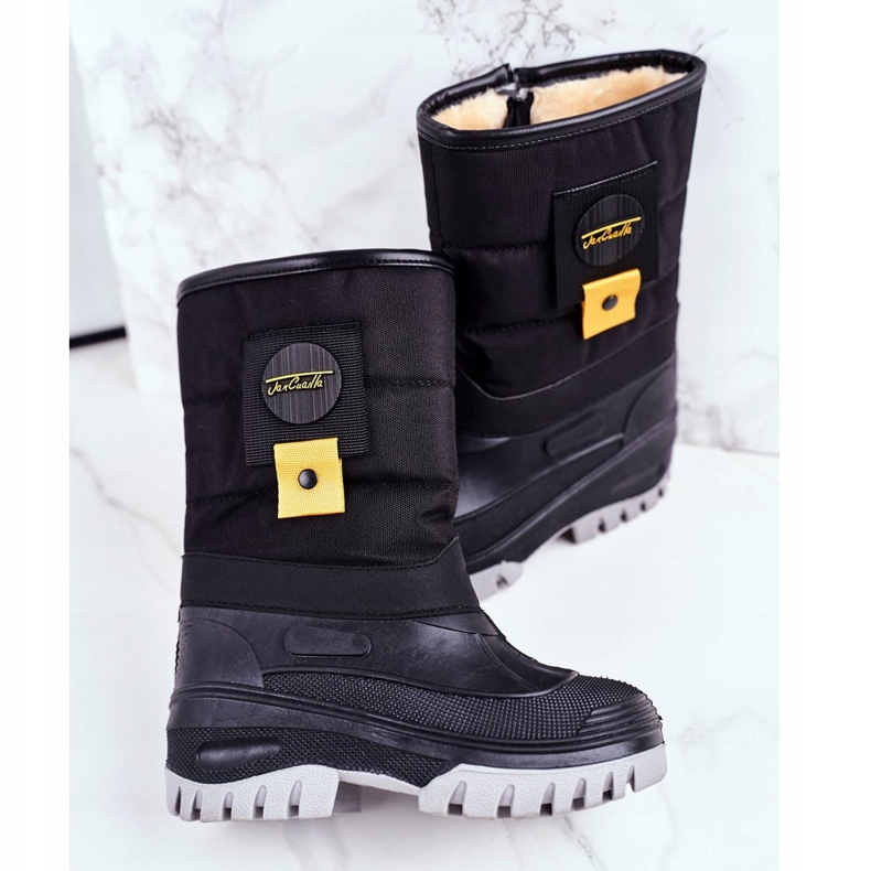 Apawwa Bottes de neige isolées en fourrure pour enfants Black Rubbi le noir 1