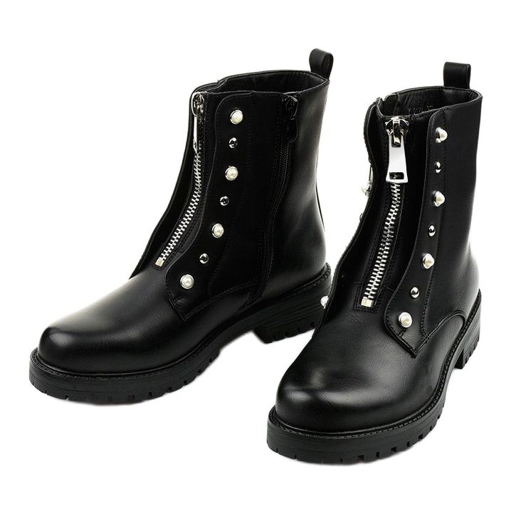 Bottes hautes noires pour femmes avec la fermeture éclair Isadora 2