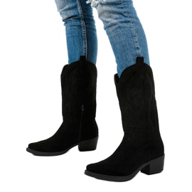 Bottes de cowboy hautes Nomia en daim noir le noir 2