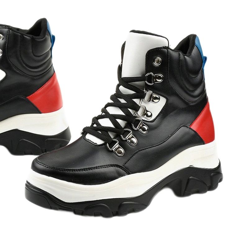 Baskets noires colorées Neamelira blanche le noir rouge 1 Baskets noires colorées Neamelira blanche le noir rouge 1