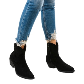 Bottes hautes en daim noir de Kainella bottes de cowboy le noir 1