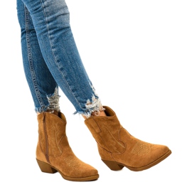 Bottes de cowboy hautes en daim kaki Kainella brun 1