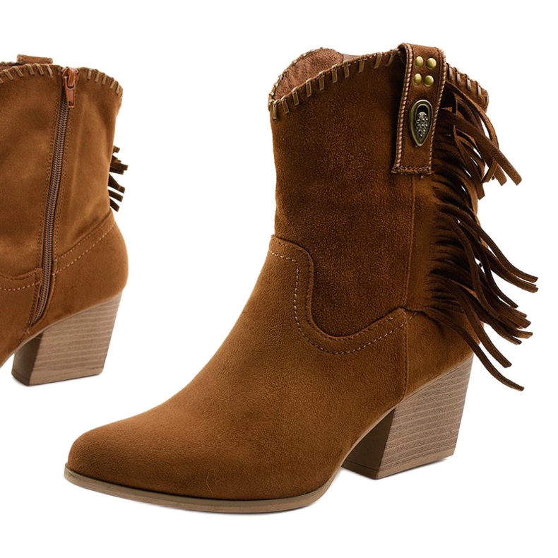 Bottes de cowboy en daim marron de Lamimeila brun 1