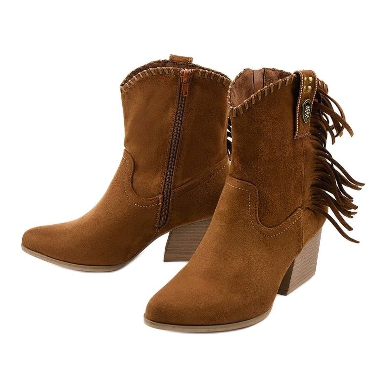 Bottes de cowboy en daim marron de Lamimeila brun 2