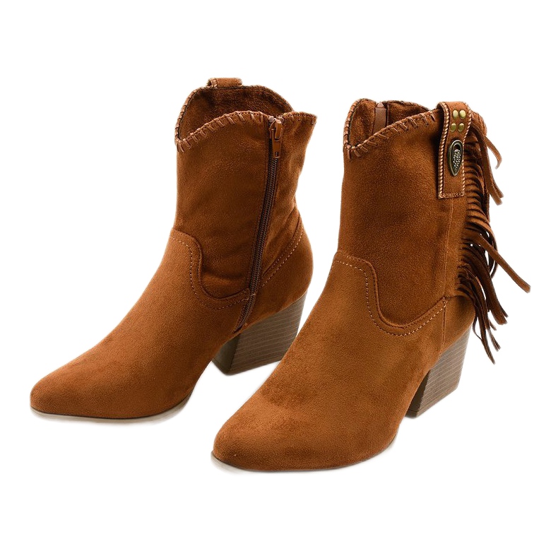 Bottes de cowboy en daim camel de Lamimeila brun 2