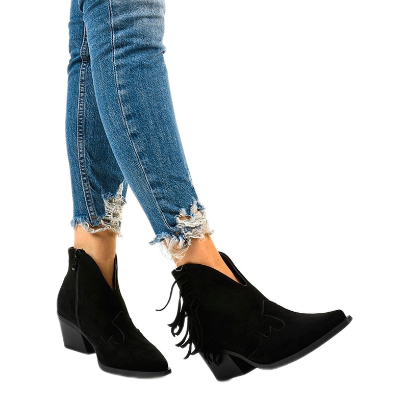 Bottines en daim noir de Joesler cowboy boots le noir 1