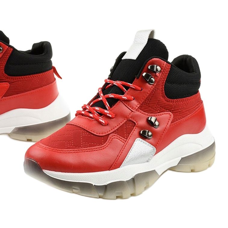 Baskets de sport à la mode rouges en éco-cuir Donatella noir 1