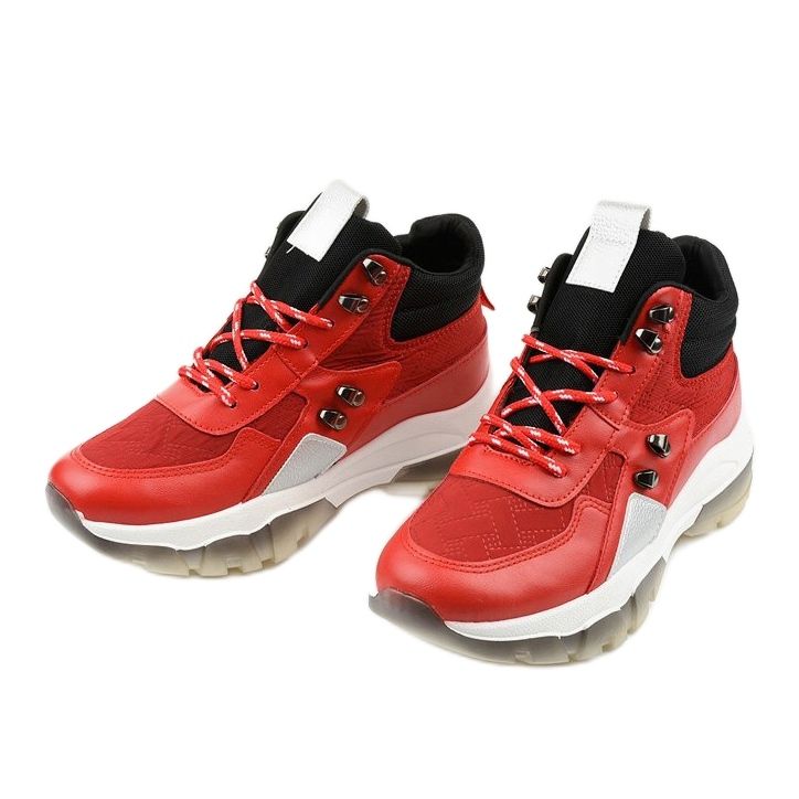 Baskets de sport à la mode rouges en éco-cuir Donatella noir 2