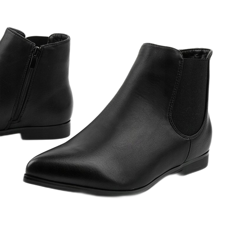 Bottines Jodhpur plates noires avec un élastique Lagenaria 1
