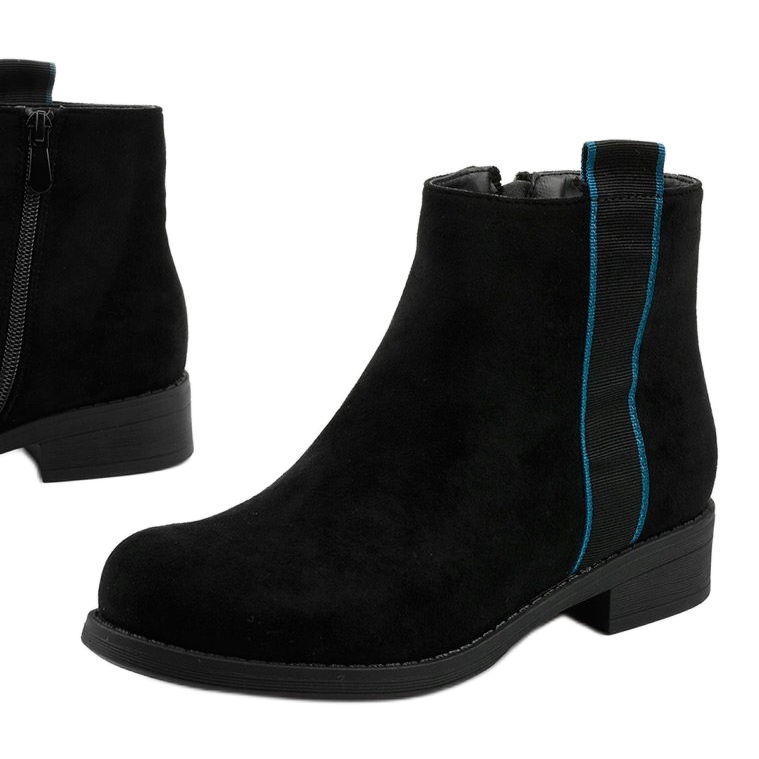 Bottes plates noires Bottes isolées Thelsys bleu 1