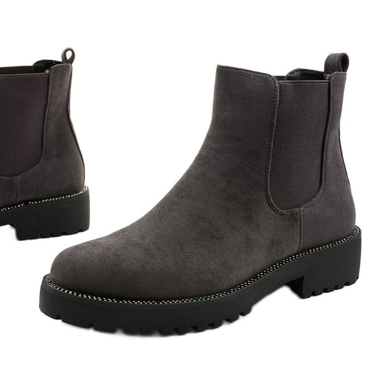 Bottines plates en daim gris Nahneva 1