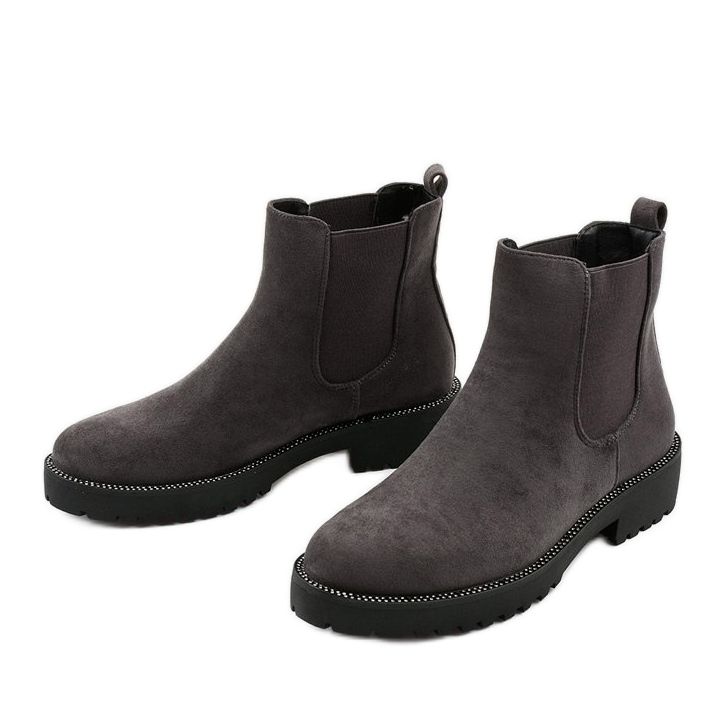 Bottines plates en daim gris Nahneva 2