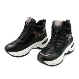 Baskets Daera noires à la mode en éco-cuir 2