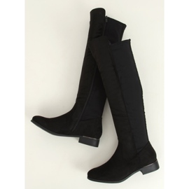 Bottes d'équitation à tige souple noir B0-281 Noir 1