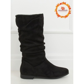 Bottines noires pour femmes talons plats J19-92 Noir le noir 1