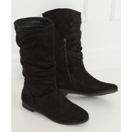 Bottines noires pour femmes talons plats J19-92 Noir le noir 2