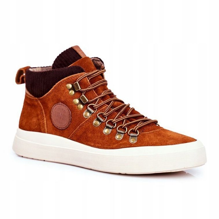 Baskets en cuir pour hommes Big Star Camel GG174332 brun multicolore 1