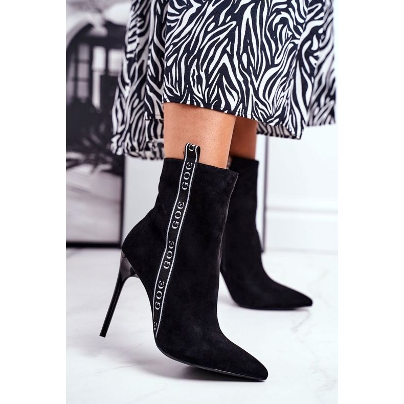 GOE Bottes Pour Femmes À Talons Hauts En Daim Noir GG2N3005 le noir 2